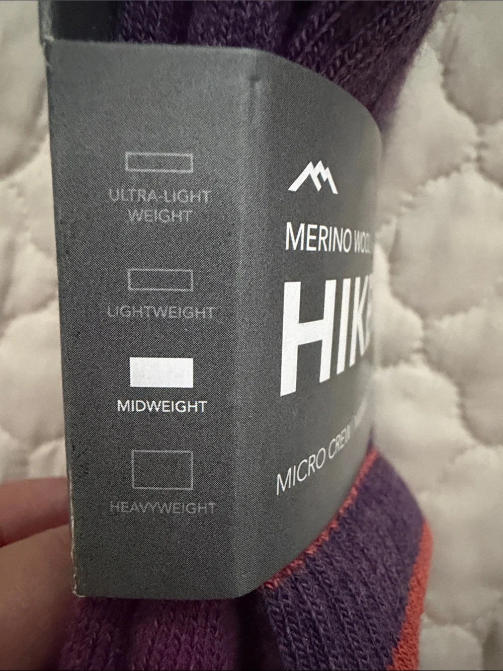 Hike/Trek Merino Wool Crew Socks - Purple & Red